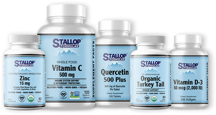 Stallop Formulas HEALTHY IMMUNE SUPPORT BUNDLE with Zinc, Vitamin C, Quercetin, Turkey Tail and Vitamin D-3