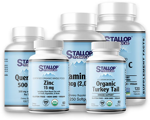 Stallop Formulas Healthy Immune Support Bundle with Turkey Tail, D-3, Quercetin, Vitamin C, and Zinc