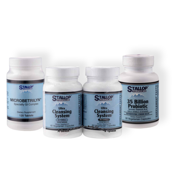STALLOP FORMULAS HEALTHY CLEANSING & DETOX SUPPORT BUNDLE with Microbetrilyn, Ultra Cleaning System and 35 Billion Probiotic