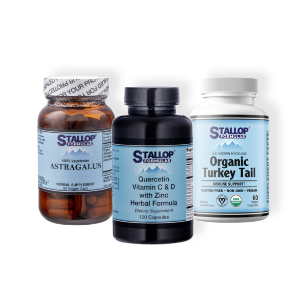 Stallop Formulas YEAR-ROUND SEASONAL SUPPORT BUNDLE astragalus, quercetin vitamin c & d with zinc herbal formula, and organic turkey tail