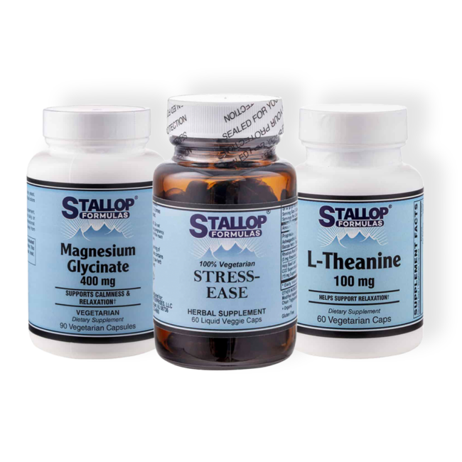 Stallop Formulas HEALTHY STRESS SUPPORT BUNDLE with Magnesium, Stress Ease and L-Theanine