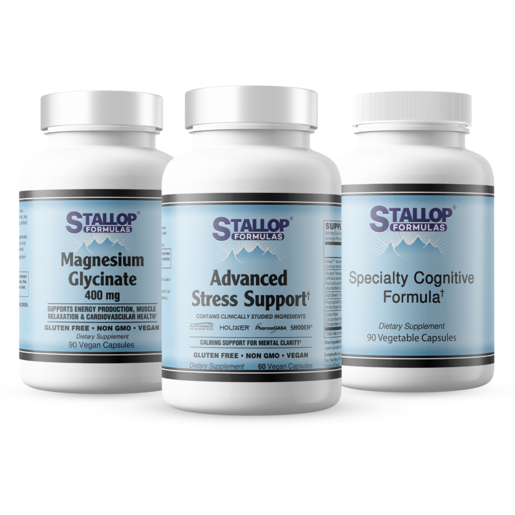 Stress, Mood, and Focus Support Bundle including Advanced Stress Support, Specialty Cognitive Formula, and Magnesium Glycinate Stallop Formulas