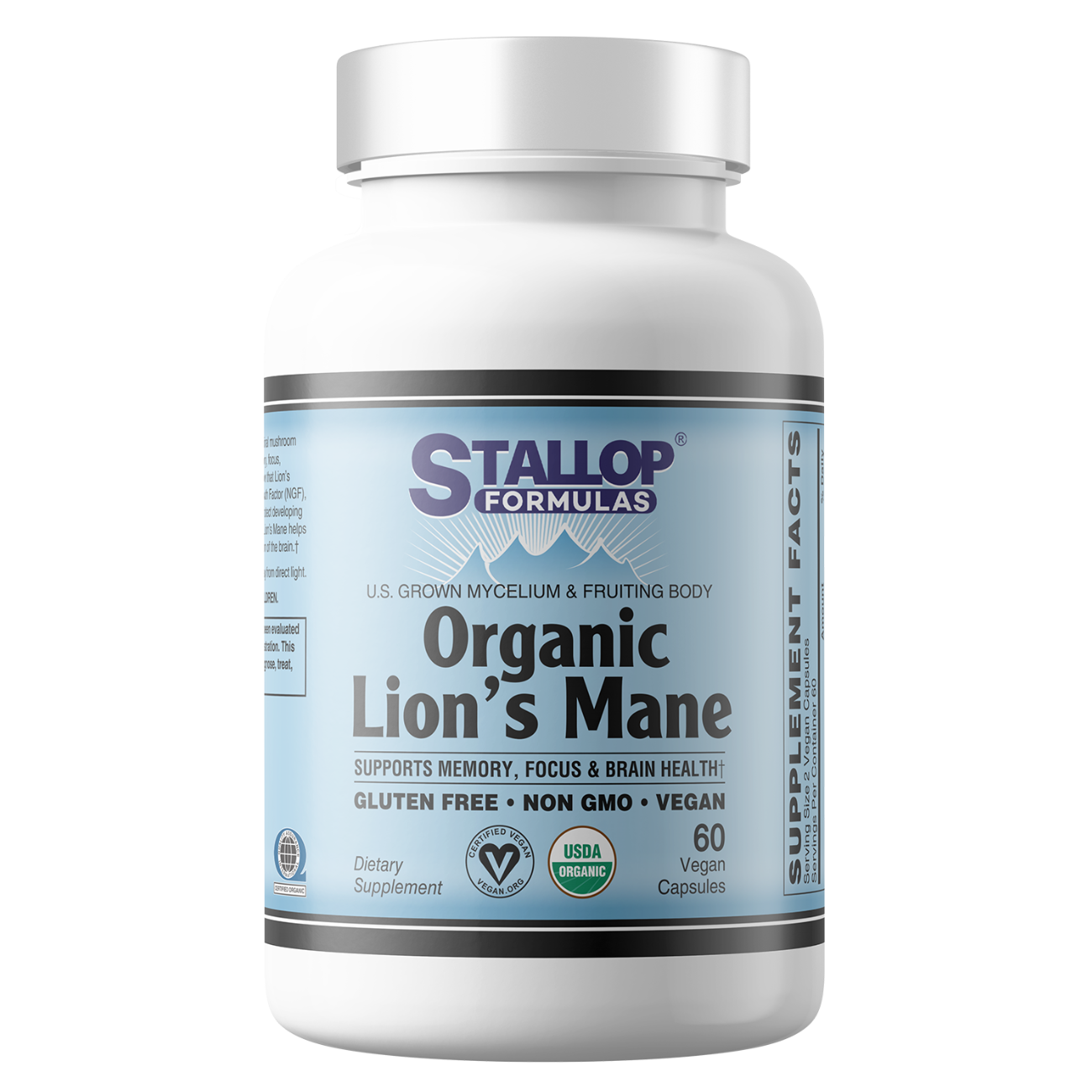 Organic Lion's Mane 60 Capsules from Stallop Formulas®